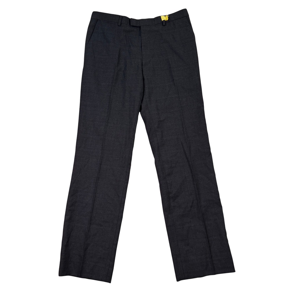 Banana Republic Mens 34x32 Suit Pants Charcoal Gray Plaid Flat Front Wool EUC - Picture 1 of 12